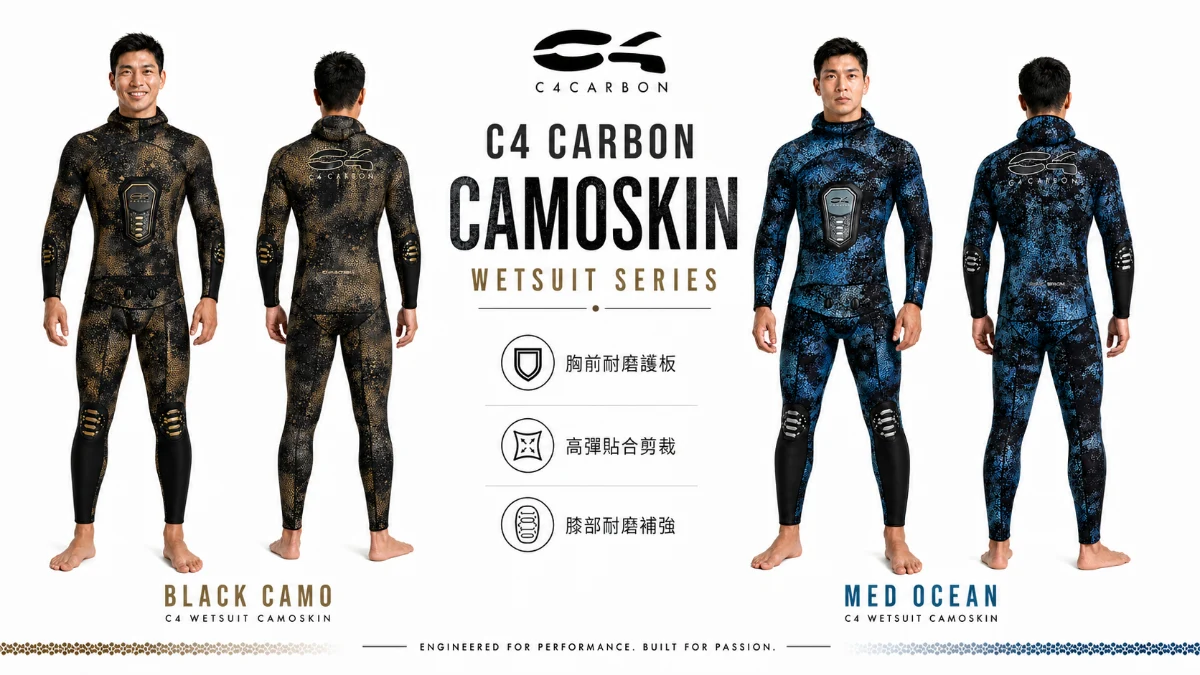 義大利 C4 WETSUIT CAMOSKIN MED  OCEAN  3MM 5MM 迷彩金 迷彩藍 防寒衣 商品圖 4