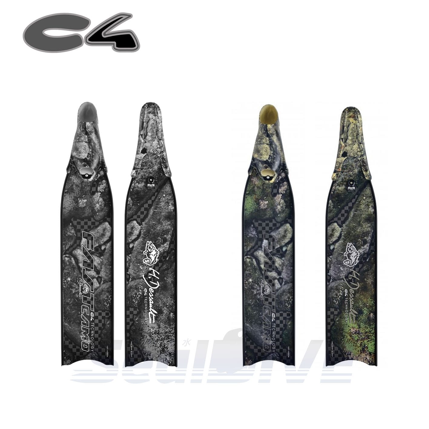 C4 HD CamoMed CamoBlack Carbon T700 碳纖維長蛙鞋